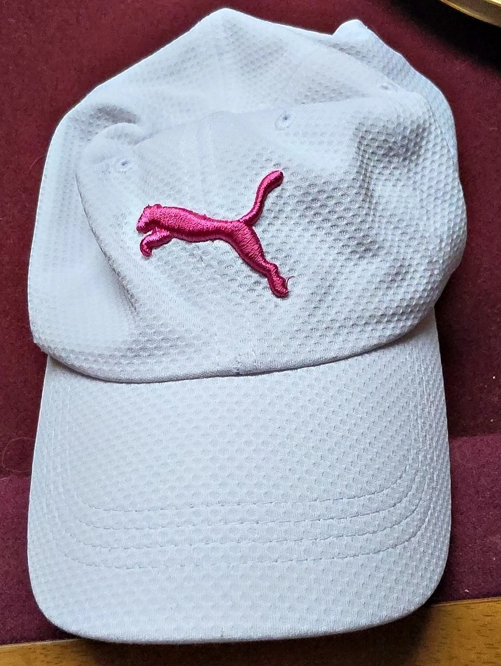 Puma White Pink Logo Hat Like New